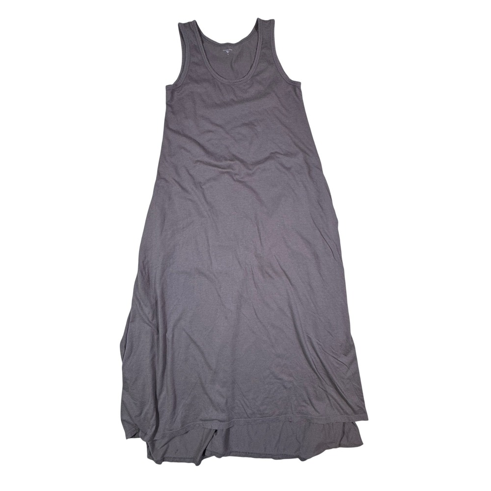 Garnet Hill Women Maxi‎ Dress Gray Small Pima Cotton Modal Sleeveless Pockets